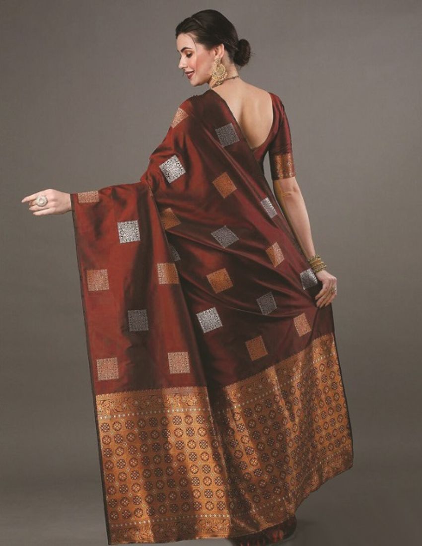 Maroon Geometric Butta Saree