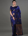 Royal Blue Woven Motif Banarasi Saree
