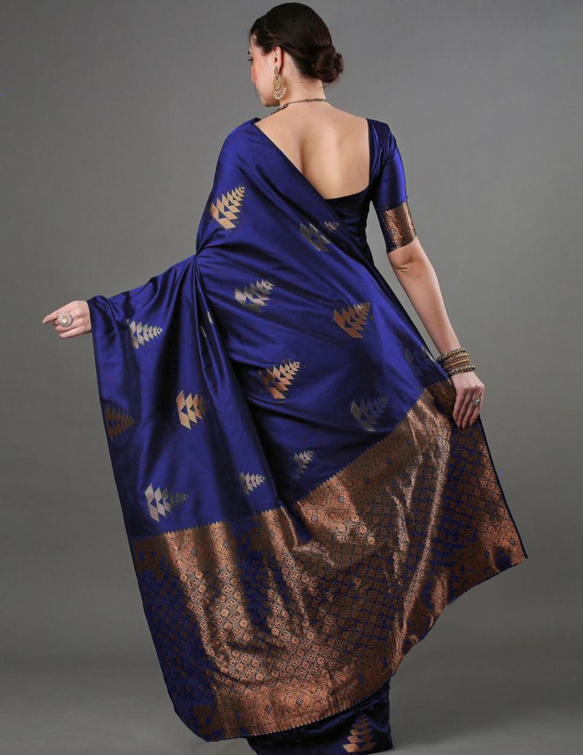 Royal Blue Woven Motif Banarasi Saree