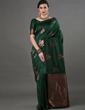 Dark Green Woven Motif Banarasi Saree