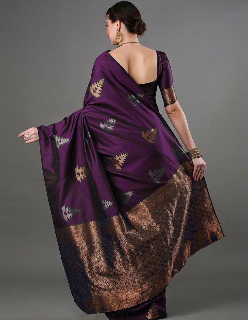 Purple Woven Motif Banarasi Saree