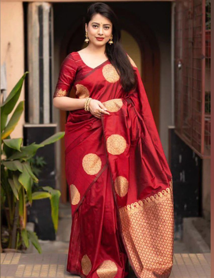 Red Golden Butti Banarasi Saree