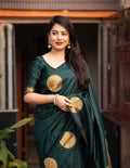 Dark Green Golden Butti Banarasi Saree