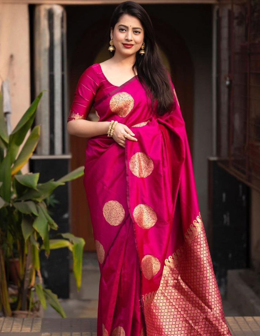 Pink Golden Butti Banarasi Saree