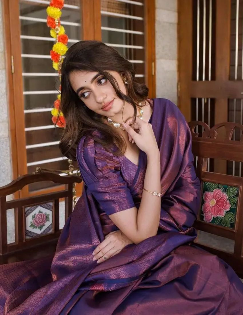 Purple Traditional Border Saree